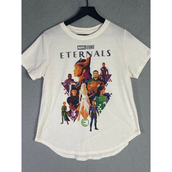 Marvel Eternals Graphic T-Shirt Cream Short Sleeve Tee XL Juniors Womens - Picture 2 of 6